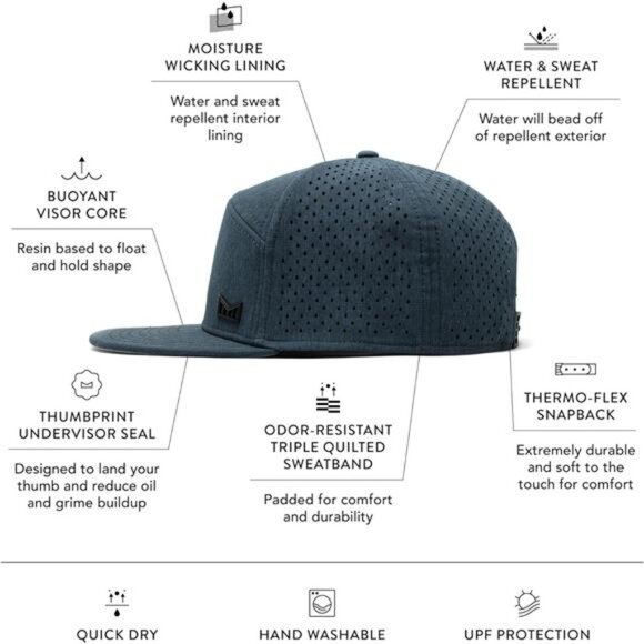 Performance Snapback Hat, Water-Resistant Flat Bill Caps for Men & Women, Golf - Picture 2 of 7
